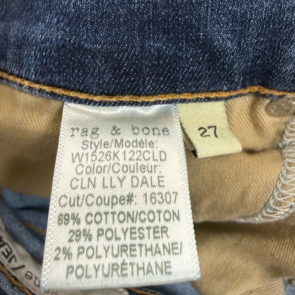 rag & bone Low Rise Ankle Skinny Jeans 27 Medium Wash Frayed Hem - Picture 6 of 13